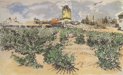 Vincent Van Gogh The Mill of Alphonse Daudet at Fontevieille (nn04) oil painting image